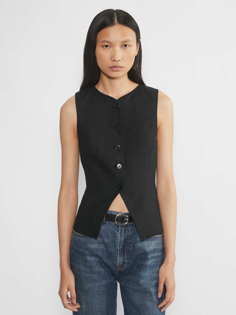 Wilfred Aritzia Regal Linen Vest Black – Size 4